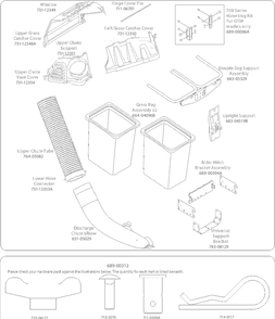 Attachments / 19a30031oem 42and46 Inch Twin Bagger (2017) / General Assembly Diagram and Parts List for 13AN77SS000 2022 Yard Machines Lawn Tractor